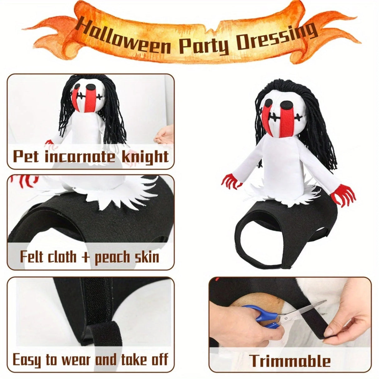 Pet Halloween Costume Funny Knight Sadako Dog Dog Clothes