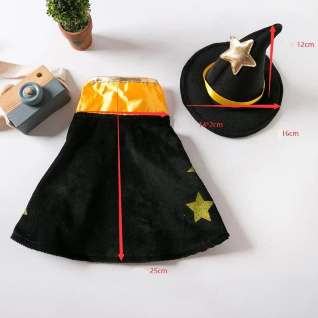 Halloween Pet Costume - Cute Wizard Outfit with Black Hat & Cape, Soft Polyester Costume for Small Dogs, Puppies, Cats - Easy-to-Wear Halloween Party Costume for Trick-or-Treat, Photo Shoots - Perfect for Halloween Celebratio