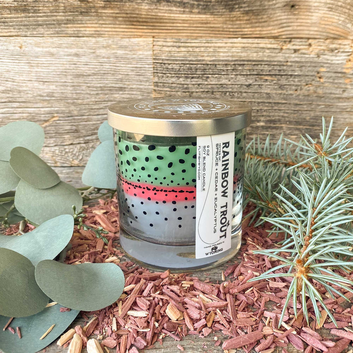 Wyoming Rainbow Trout Pattern Candle