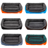 Cama para perros XS-XXL para perros pequeños, medianos y grandes, rectangular, cálida y lavable, con base impermeable, sofá de vellón suave, color colorido