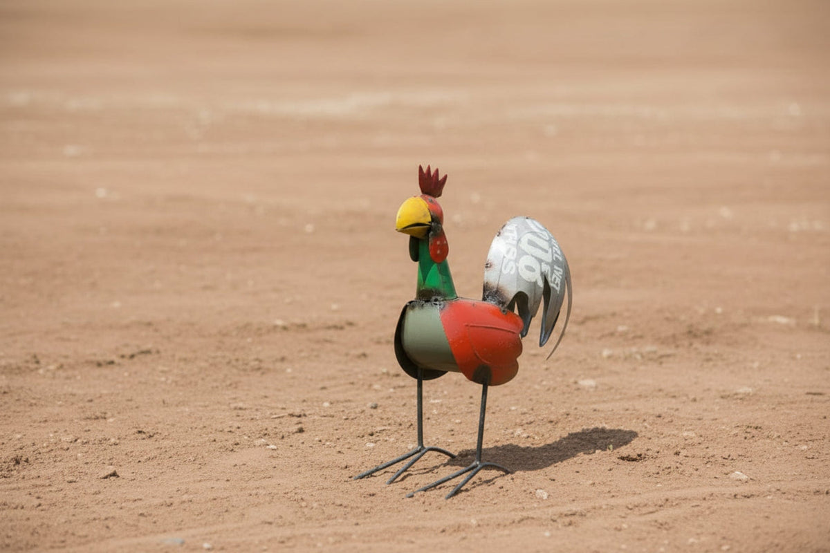 Rudy the  Rooster Recycled Metal Mini Rooster-WH-10x12H-Rooster-Mini