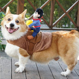 [Cowboy Rider Dog Costume] Adjustable Large Cowboy Rider Dog Costume - Fits Pets 38.5-99lb for Halloween & Parties, Autumn, Spring