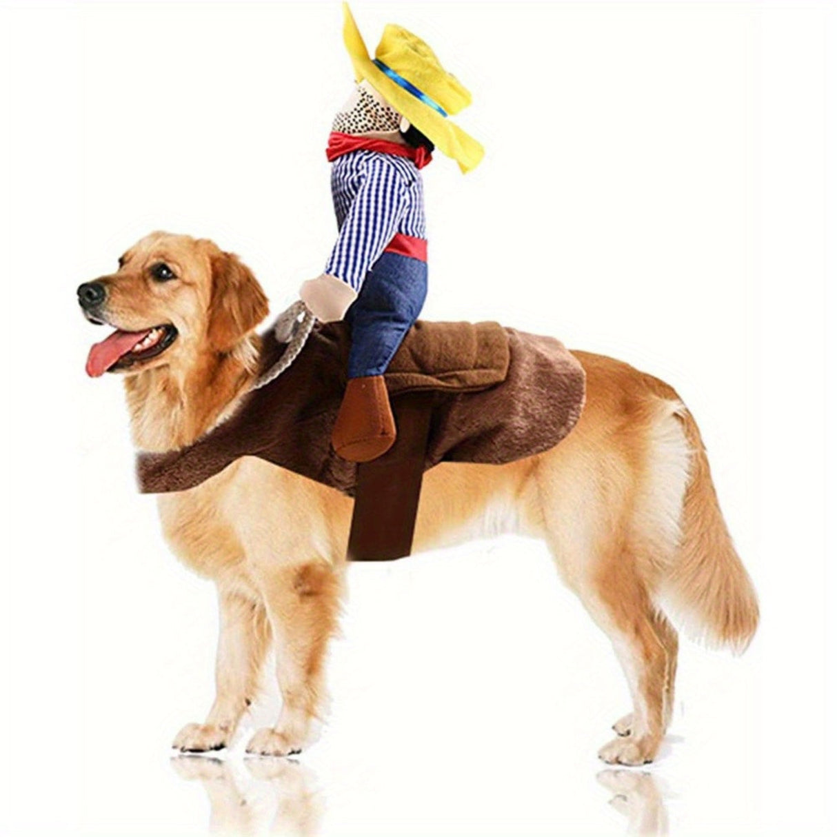 [Cowboy Rider Dog Costume] Adjustable Large Cowboy Rider Dog Costume - Fits Pets 38.5-99lb for Halloween & Parties, Autumn, Spring