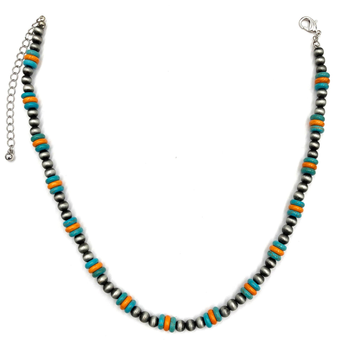 Turquoise Orange Stone Collar Necklace