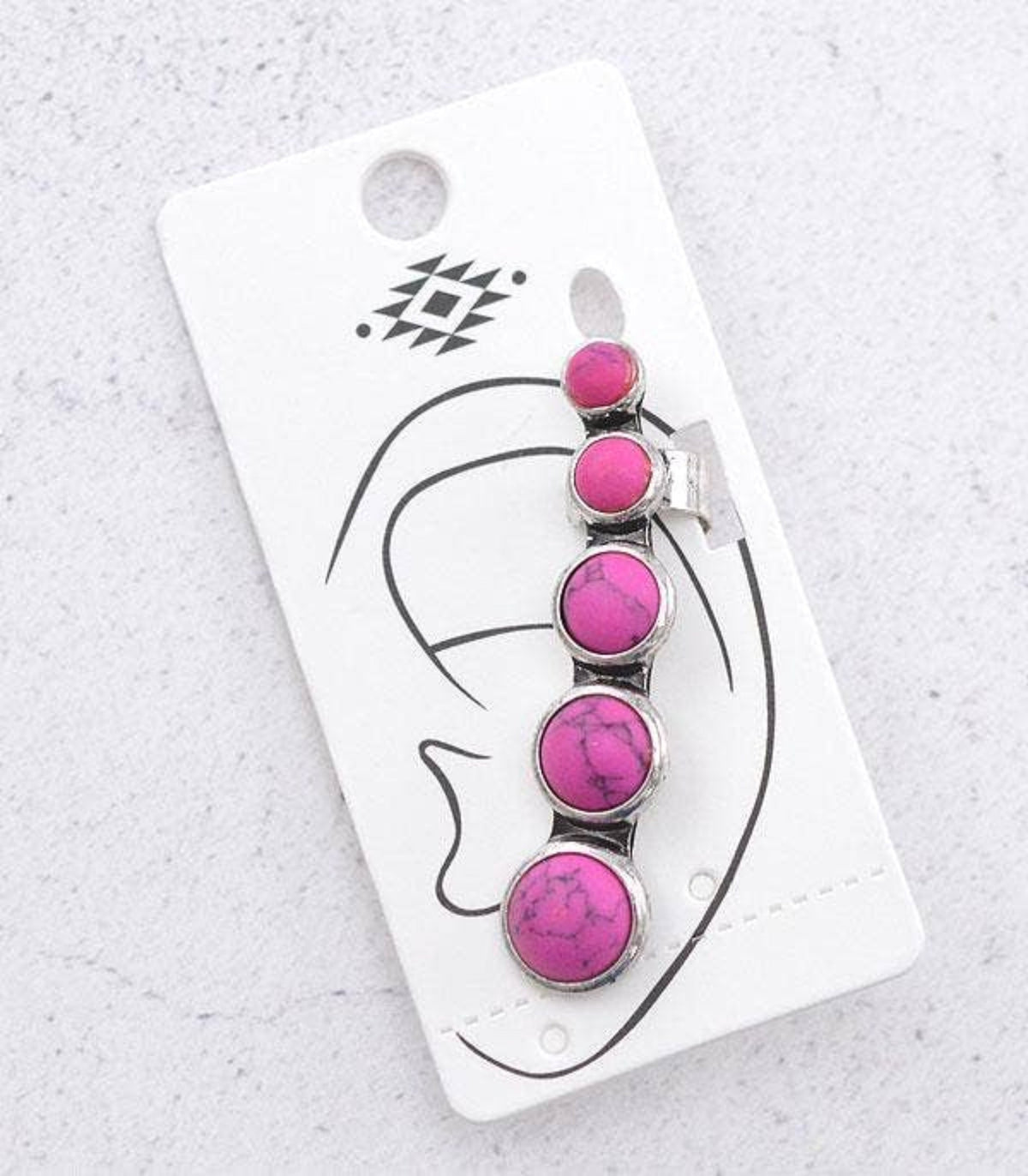 Western Pink Semi Stone Ear Cuff