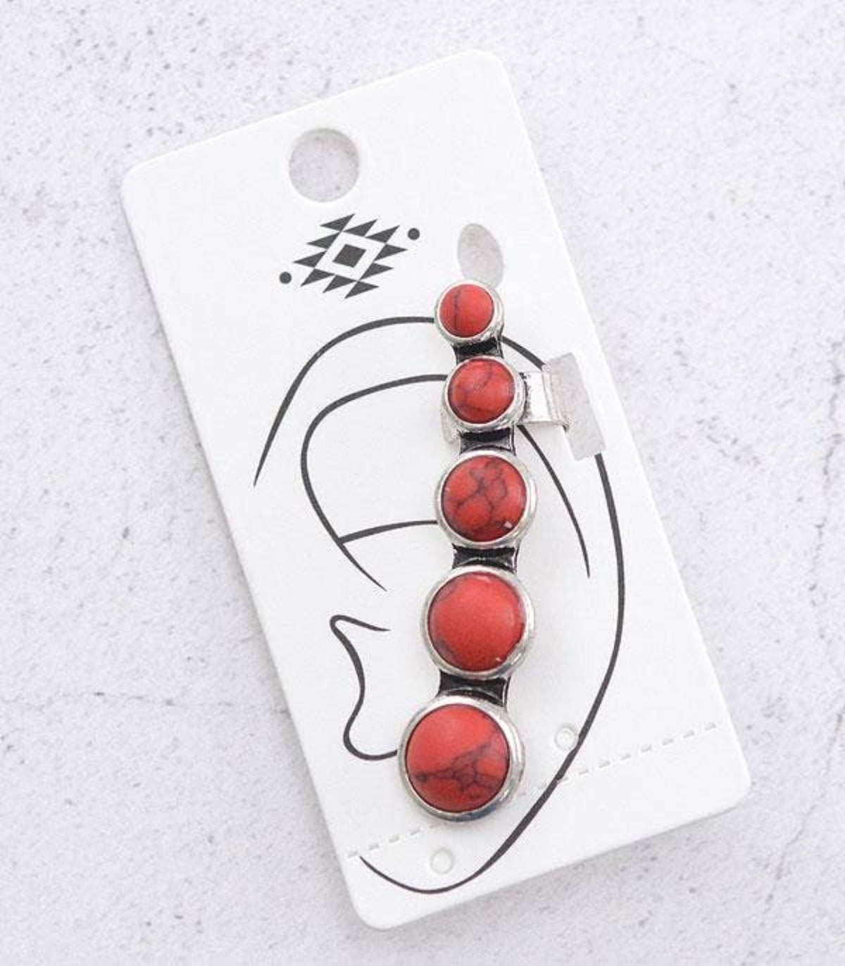 Western Coral Semi Stone Ear Cuff