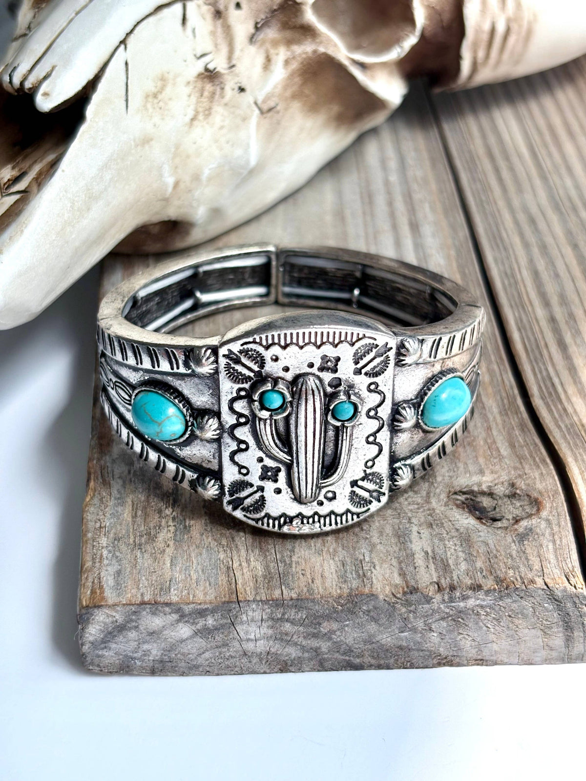 Western Cactus Stone Stretch Bracelet