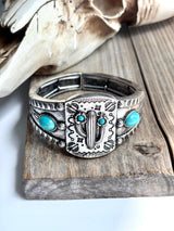 Western Cactus Stone Stretch Bracelet