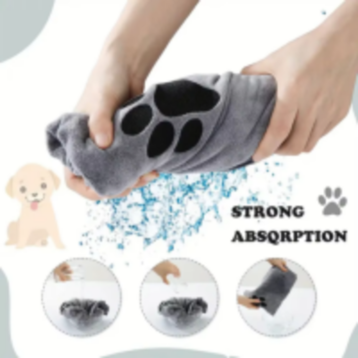 Manta de baño de microfibra bordada, súper suave, absorbente, rápida, gruesa, para perros y gatos, para el cuidado de los perros Batoe Splies