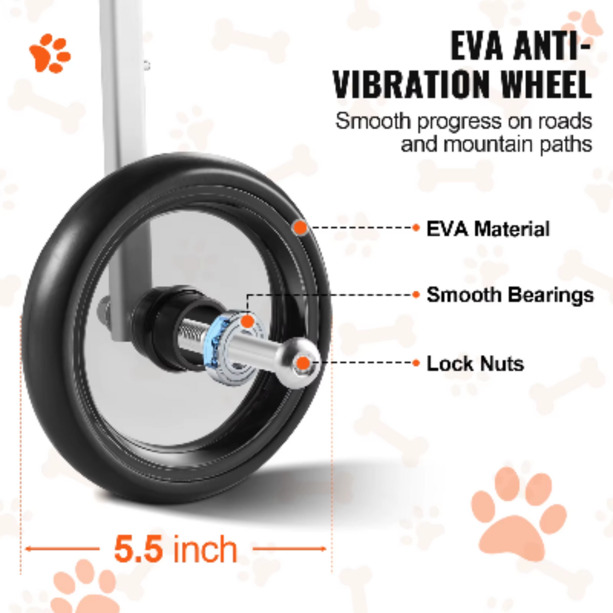 VEVOR 2 Wheels Dog Wheelchair for Back Legs Pet Wheelchair Dog Cart/Wheelchair for Injured Disabled Paralysis Hind Limb Weak Pet