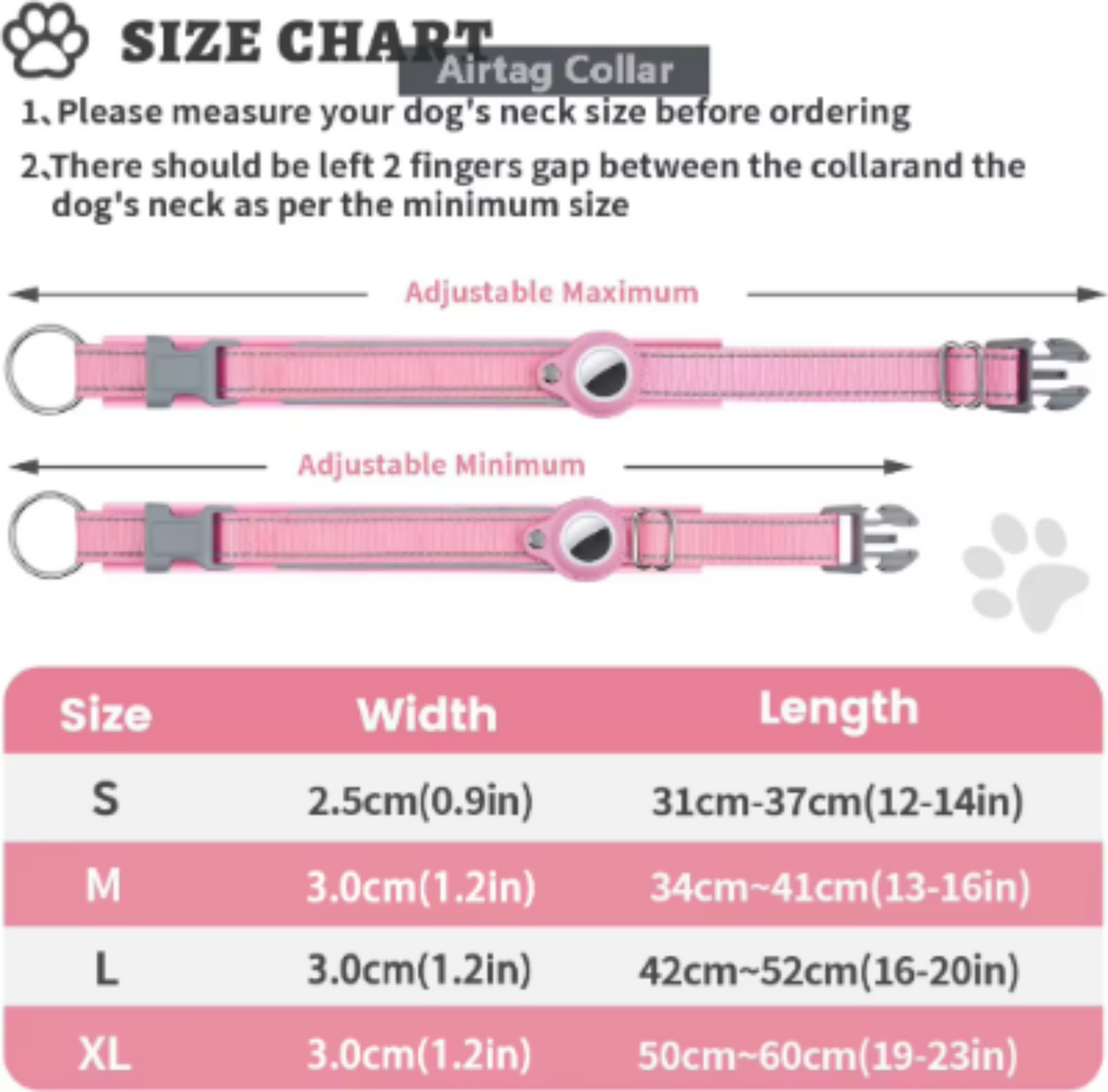 Reflective AirTag Dog Collar, Heavy Duty Dog Collar with Adjustable AirTag Holder Case Accessories for Small Medium Large Dogs