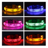 Collar de nailon con luz LED para perros y gatos, con luz intermitente de seguridad nocturna, cadena para la cabeza eléctrica para mascotas, para perros carlinos pequeños y medianos