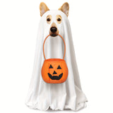 2pcs Halloween Dog Costumes with Non Pumpkin Bags White Ghost Costume for Dog Cat Ghost Cosplay Clothes, Cute Party Cape for Halloween Cosplay Party (Puppy)