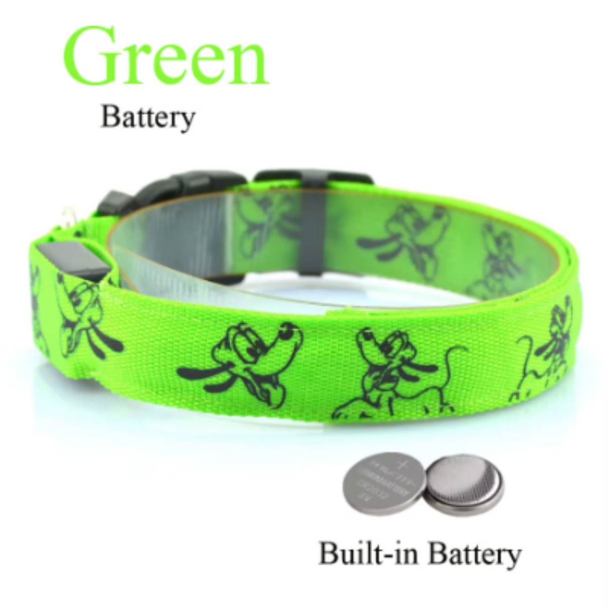 Collar de nailon con luz LED para perros y gatos, con luz intermitente de seguridad nocturna, cadena para la cabeza eléctrica para mascotas, para perros carlinos pequeños y medianos