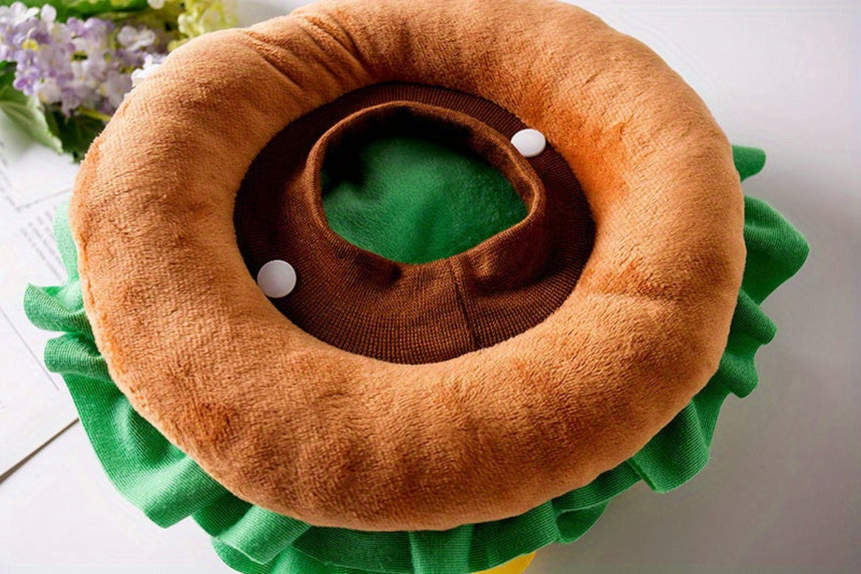 Dog Cat Hamburger Headgear Collar Hat Cartoon Pet Accessories Clothes Funny Costume Elizabethan Ring