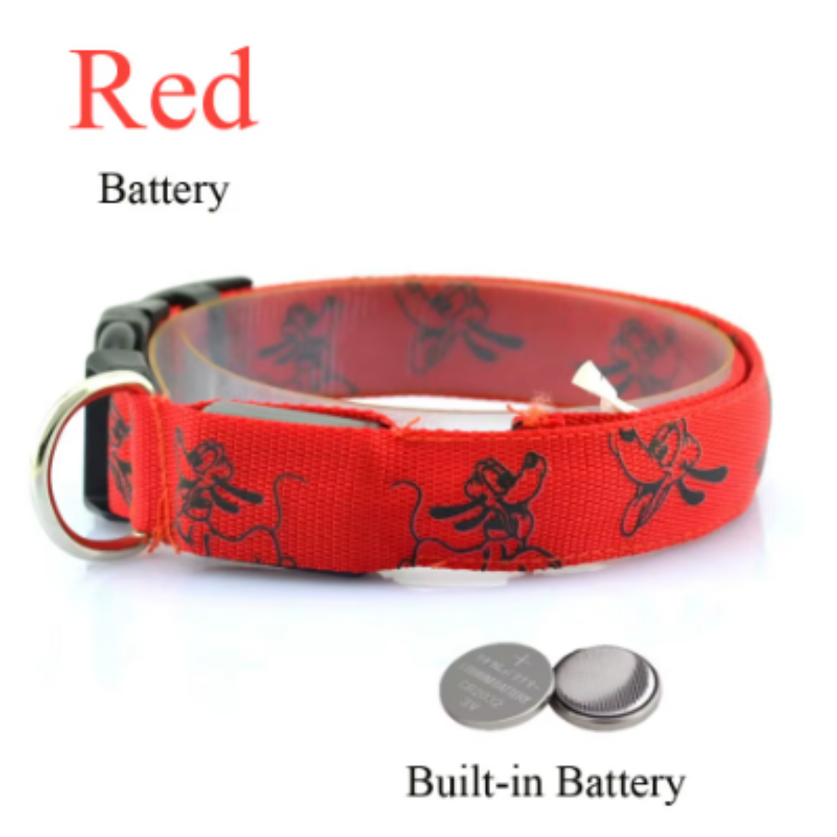 Collar de nailon con luz LED para perros y gatos, con luz intermitente de seguridad nocturna, cadena para la cabeza eléctrica para mascotas, para perros carlinos pequeños y medianos