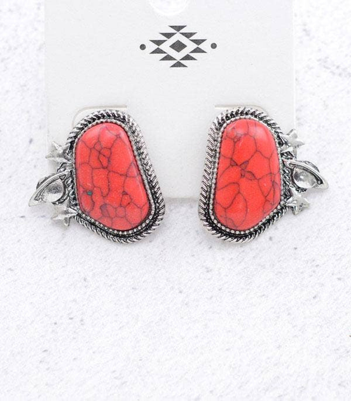 Coral Semi Stone Earrings