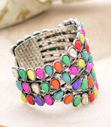 Multi Color Semi Stone Statement Bracelet