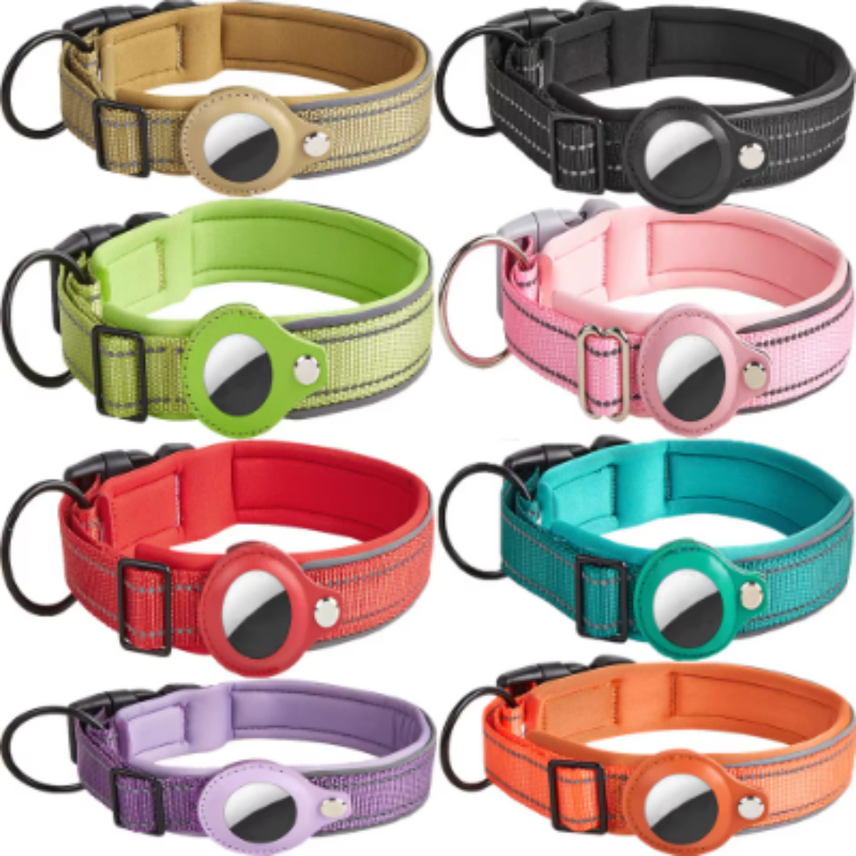 Reflective AirTag Dog Collar, Heavy Duty Dog Collar with Adjustable AirTag Holder Case Accessories for Small Medium Large Dogs