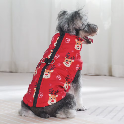 Warm Dog Clothes For Small Medium Dogs Cats Autumn Winter Windproof Christmas Print Puppy Jacket Schnauzer Yorkshire Pet Coat