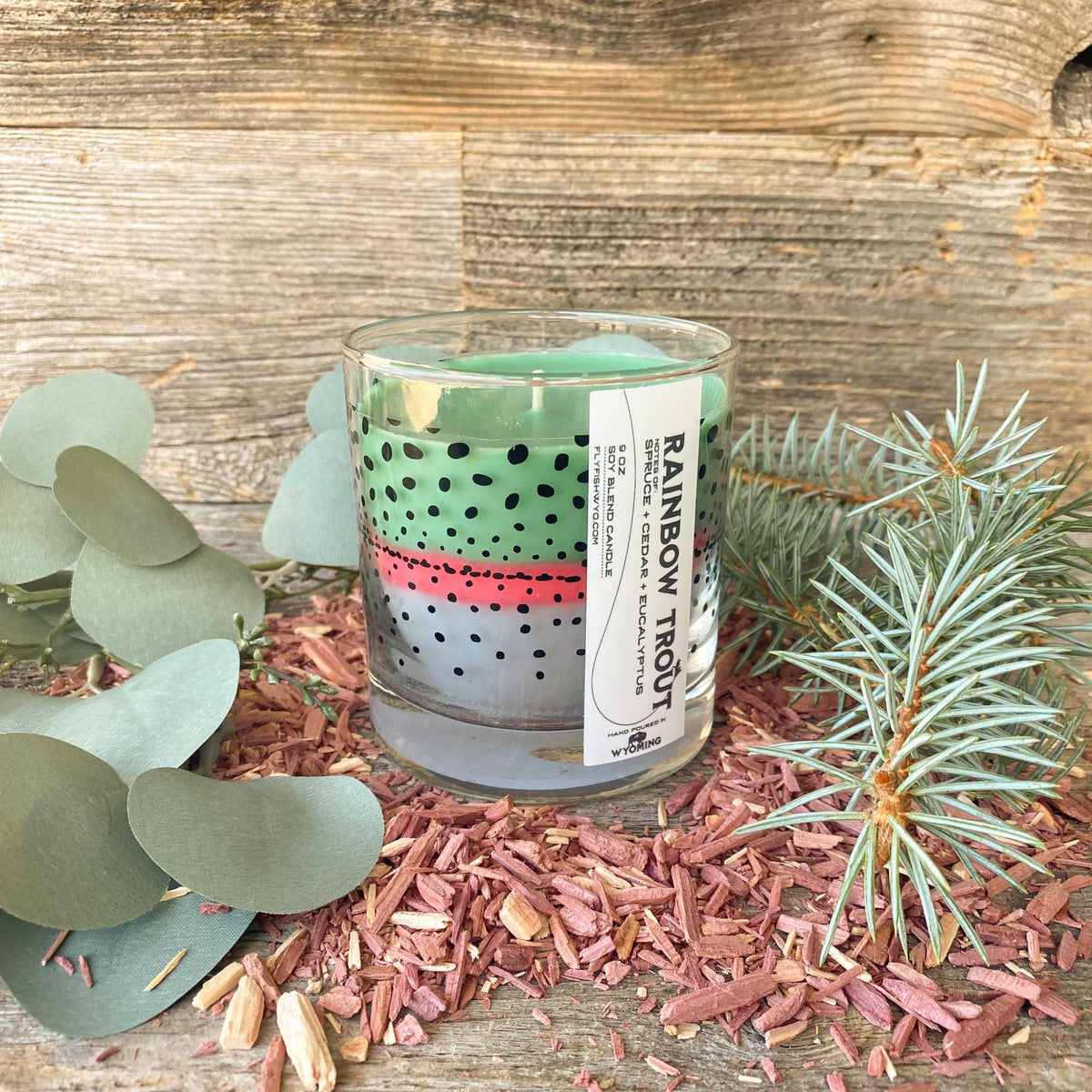 Wyoming Rainbow Trout Pattern Candle