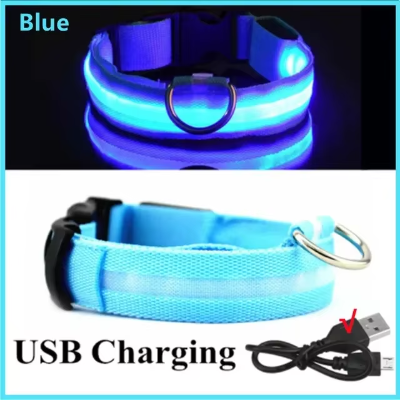 Collar antipérdida para perros de noche, luz LED de carga USB, collar con luz ajustable, luz nocturna de seguridad suave, intermitente, suministros para mascotas