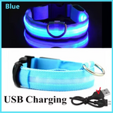 Nighttime anti loss dog collar USB charging light LED collar light adjustable soft safety night light flashing pet supplies