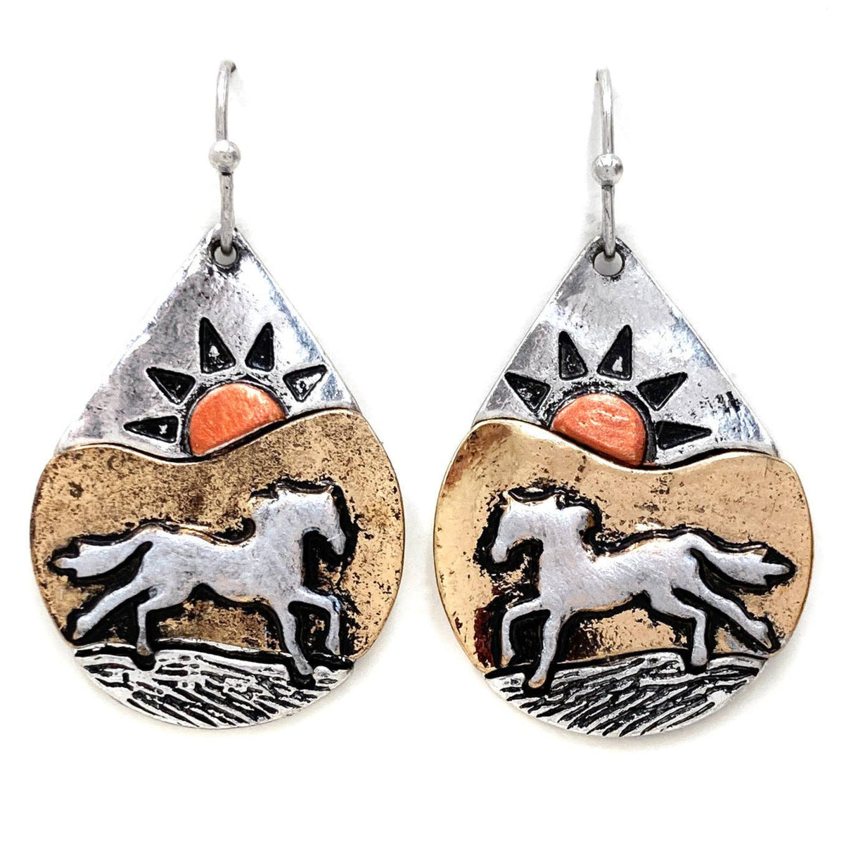 Southwestern Horse Aztec  Hook Dangle Earring