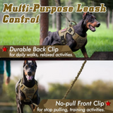 Tactical Dog Harness and Leash Set Military Dog Vest For K9 German Shepherd Retriever Tactical Training  For All Breeds Dogs