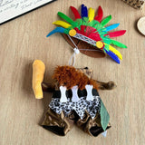 Vibrant Indian-Inspired Dog & Cat Costume with Feathered Headpiece - Colorful Polyester Transformation Costume for Halloween, Pet Parades & Themed Events, Dog Costume, Themed Event Attire, Traditional Attire, Durable Petwear