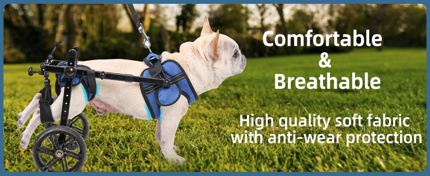 Dog Wheelchair for Back Legs with Upgraded All-Terrain Tires & Durable Bearings, Adjustable Dog Wheelchair, Reflective Safety De