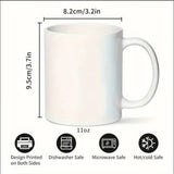 1pc 3A grade 11oz ceramic White Ceramic Coffee Mug With Dog Pattern,Suitable For Daily Drinking Christmas Thanksgiving Halloween