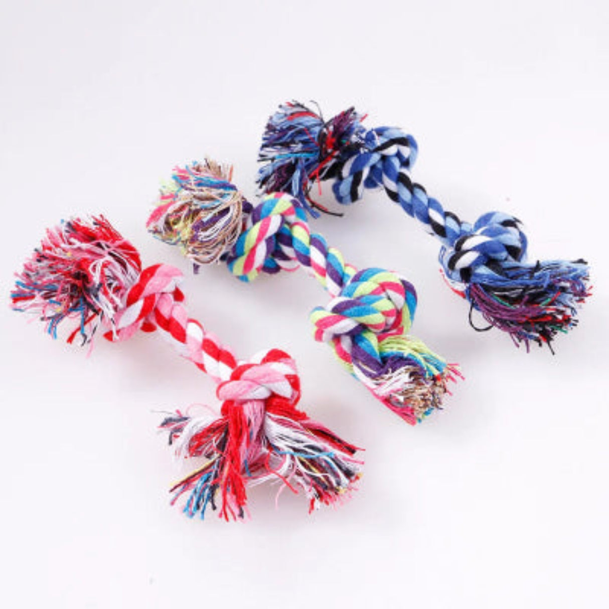 Random Color Pet Dog Toy Bite Rope Double Knot Cotton Rope Funny Cat Toy Bite Resistant and Sharp Teeth Pet Supplies Puppy Toys