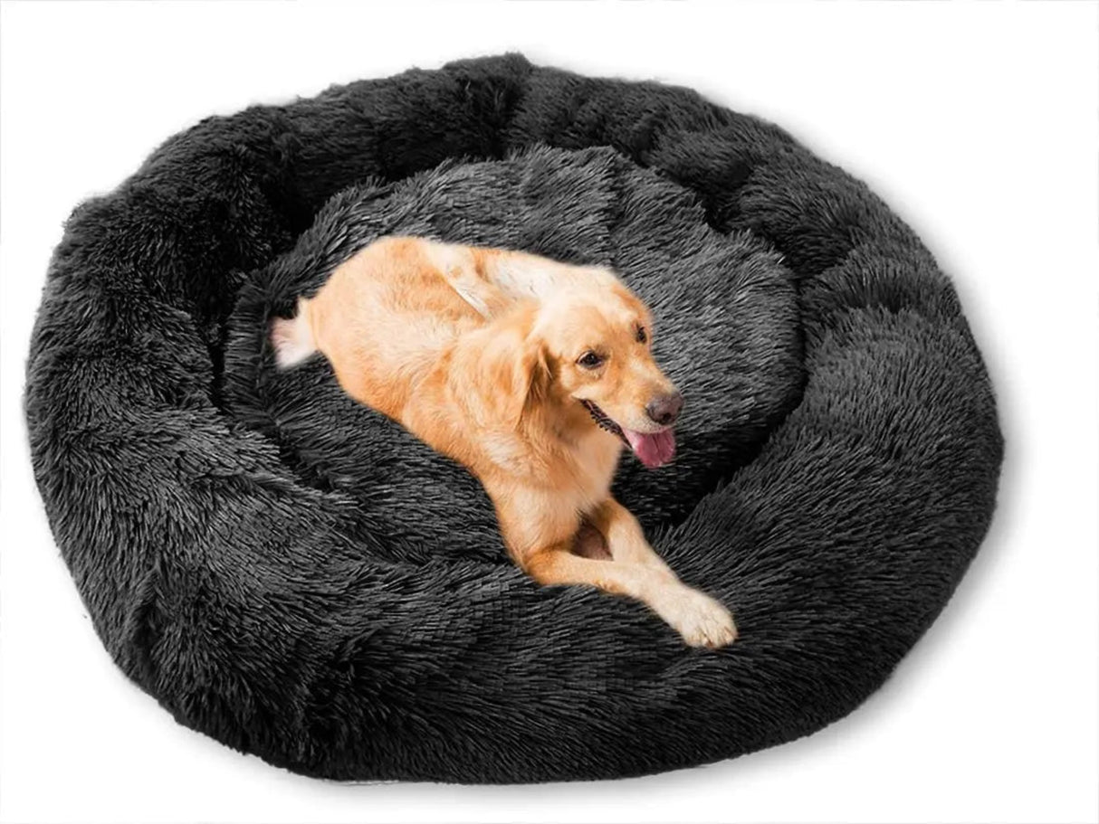 Cama para mascotas para perros extra grandes, redonda, transpirable, sólida, para perros grandes, camas para gatos, saco de dormir de felpa con forma de donut, antideslizante