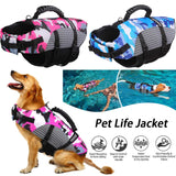 Dog Life Jacket Ripstop High Buoyancy Summer Pet Adjustable Safety Camouflage Swimsuit Reflective Dog Clothes with Rescue Handle