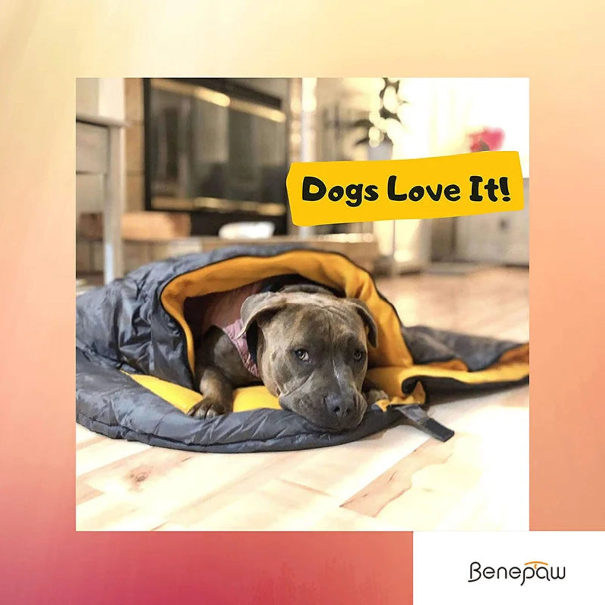 Benepaw Cozy Dog Sleeping Bag Waterproof Portable Travel Short Fleece Inner Pet Bed For Camping And Backpacking Easy To Clean