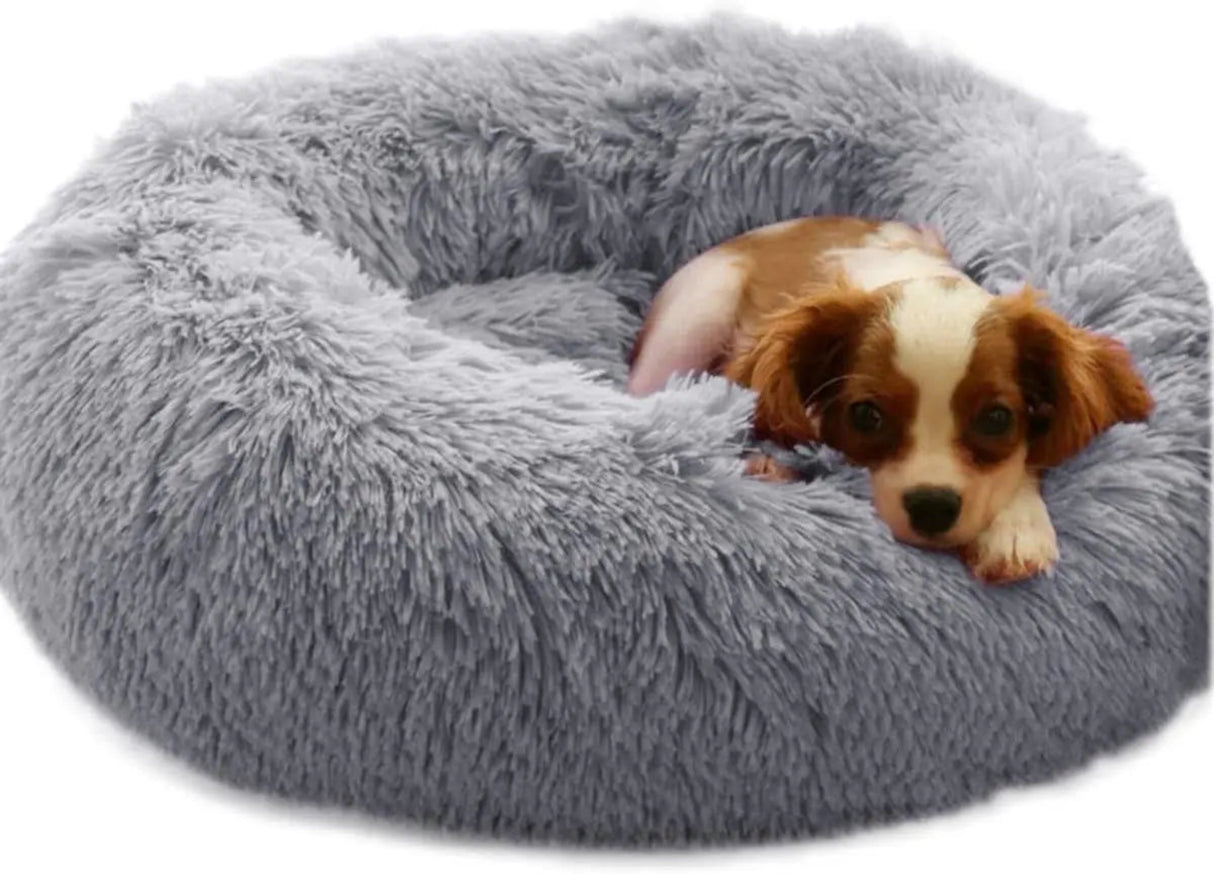 Cama para mascotas para perros extra grandes, redonda, transpirable, sólida, para perros grandes, camas para gatos, saco de dormir de felpa con forma de donut, antideslizante