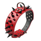 2" Wide Sharp Spiked Studded Leather Dog Collars Pitbull Bulldog Big Dog Collar Adjustable For Medium Large Dogs Boxer S M L XL