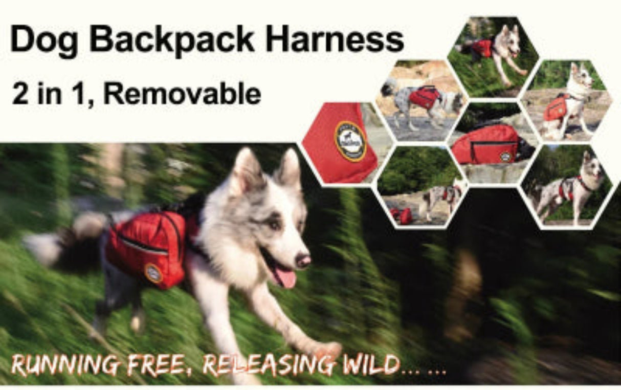 Removable Dog Backpack Harness Reflective Outdoor Pet Vest Harnesses Travel Camping Hiking Medium Large Dogs Saddle Bags