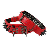 2" Wide Sharp Spiked Studded Leather Dog Collars Pitbull Bulldog Big Dog Collar Adjustable For Medium Large Dogs Boxer S M L XL