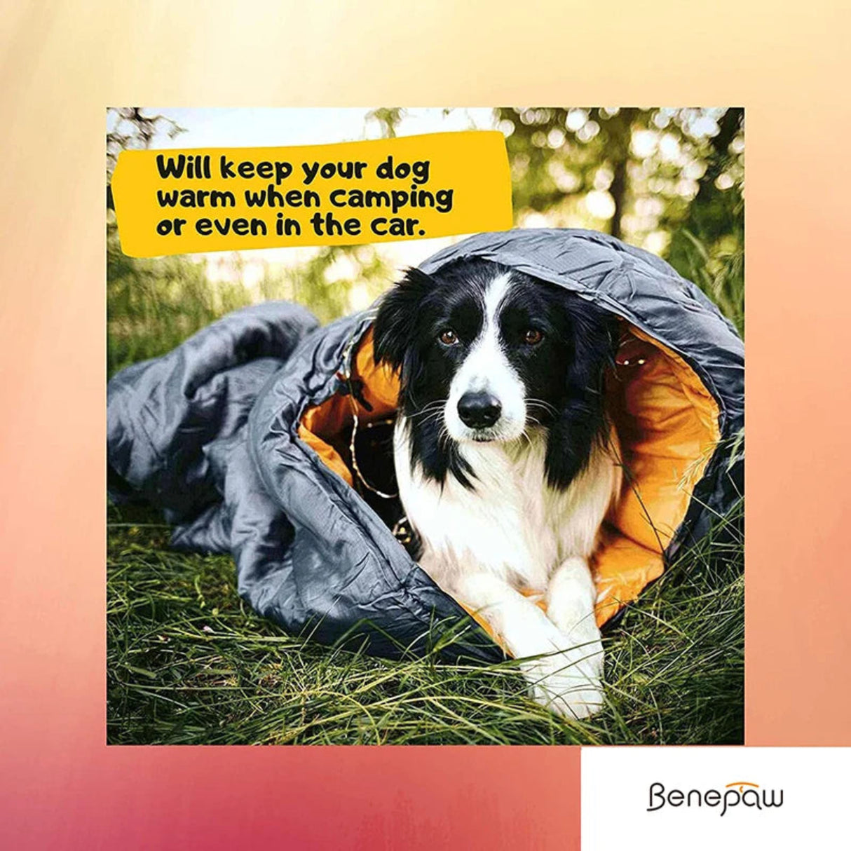 Benepaw Cozy Dog Sleeping Bag Waterproof Portable Travel Short Fleece Inner Pet Bed For Camping And Backpacking Easy To Clean