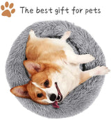 Cama para mascotas para perros extra grandes, redonda, transpirable, sólida, para perros grandes, camas para gatos, saco de dormir de felpa con forma de donut, antideslizante