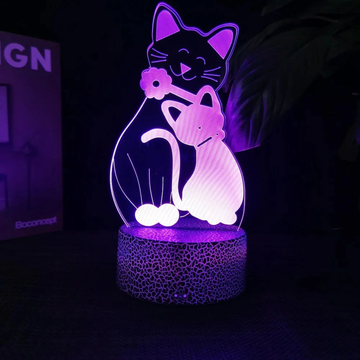 Cheese Cat 3D Illusion Night Light Table Lamp 16 Colors Auto Gradient USB Powered LED Light with Touch Switch Gift for Kids