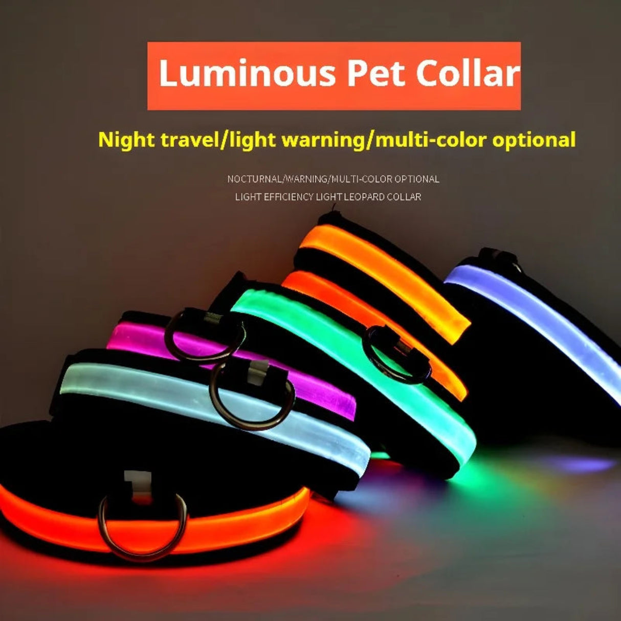 Collar para perro de nailon con luz LED de seguridad nocturna intermitente que brilla en la oscuridad Correa para perros Accesorios luminosos fluorescentes para perros