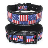 Comfortable Neoprene Padded Dog Collar Reflective Fashion Print Wide Pet Collars Adjustable Heavy Duty Nylon Dog Training Collar