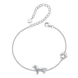 WOSTU Solid 925 Sterling Silver Cute Cat Dog Bracelet For Women Pet Paw Links Girl dachshund Charm Chains Daughter Birthday Gift