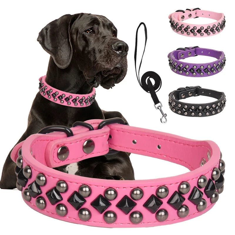 ECP037S Pet Dog Collar Durable Collar and Leashes Rivet Collar Set for Small Medium Large Dogs