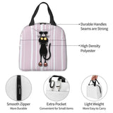 Custom Black Cat Lunch Bag Women Warm Cooler Insulated Lunch Container Box for Student School Work Picnic Food Tote Bags