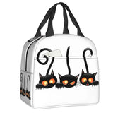 Custom Black Cat Lunch Bag Women Warm Cooler Insulated Lunch Container Box for Student School Work Picnic Food Tote Bags