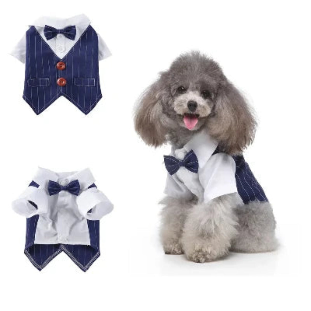 Ropa para perros de caballero, traje de boda para perros, lindo frac, traje para mascotas, esmoquin a rayas para perros, pajarita, disfraz de bulldog francés para Halloween 